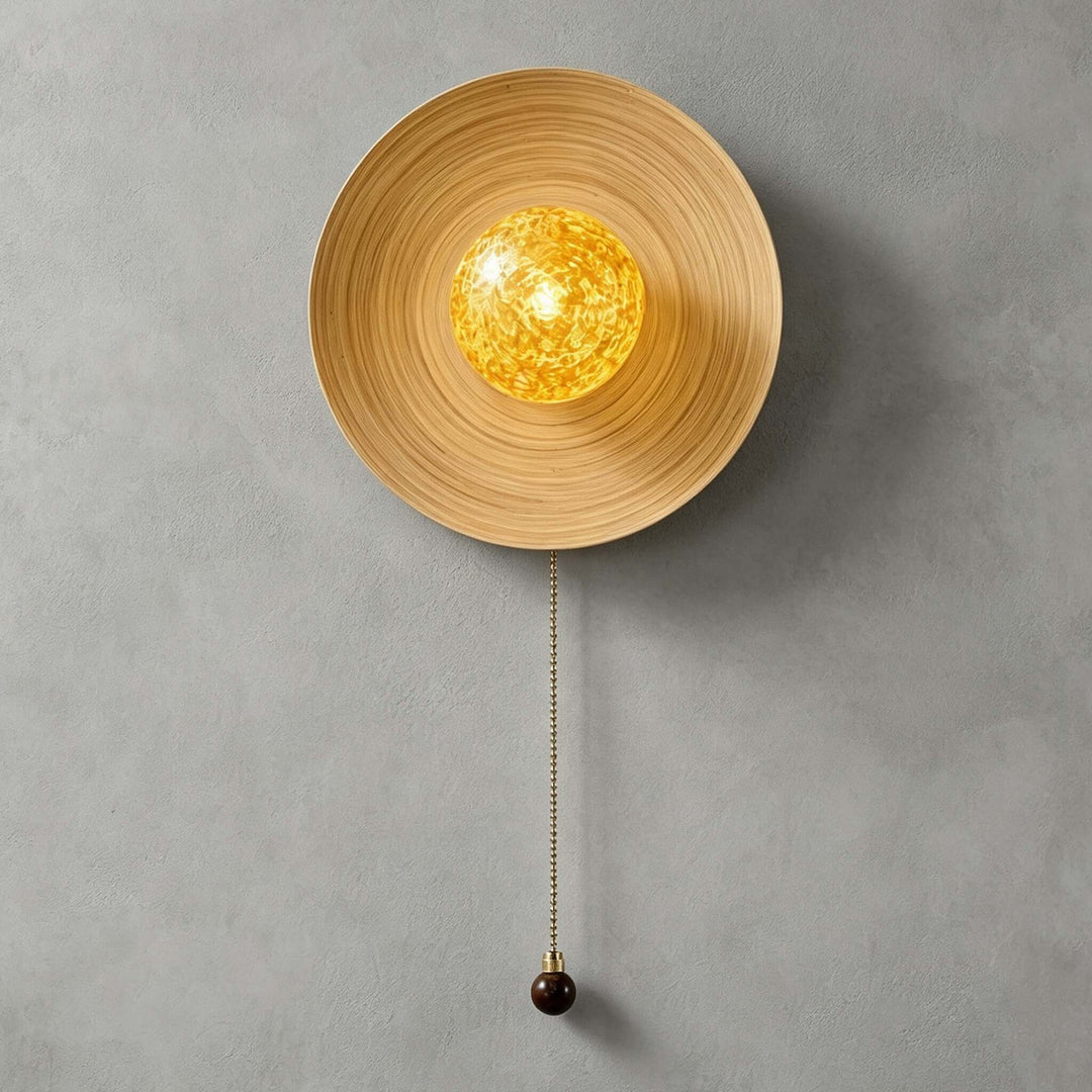 Belnori Japandi Bamboo Wall Sconce with Glass Globe Light