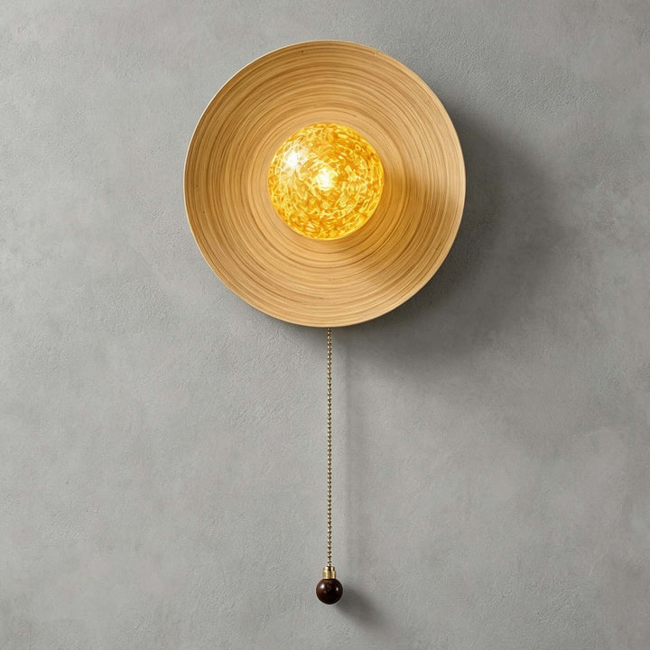 Belnori Japandi Bamboo Wall Sconce with Glass Globe Light