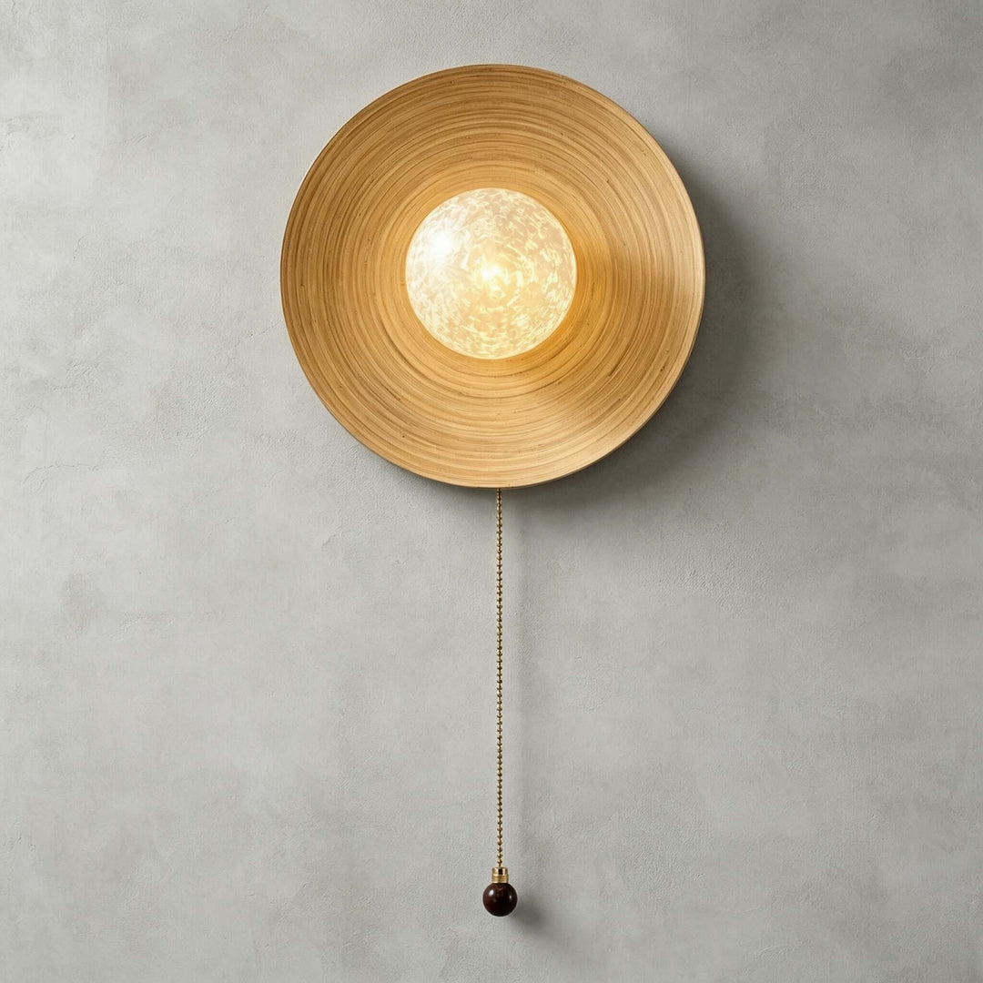 Belnori Japandi Bamboo Wall Sconce with Glass Globe Light