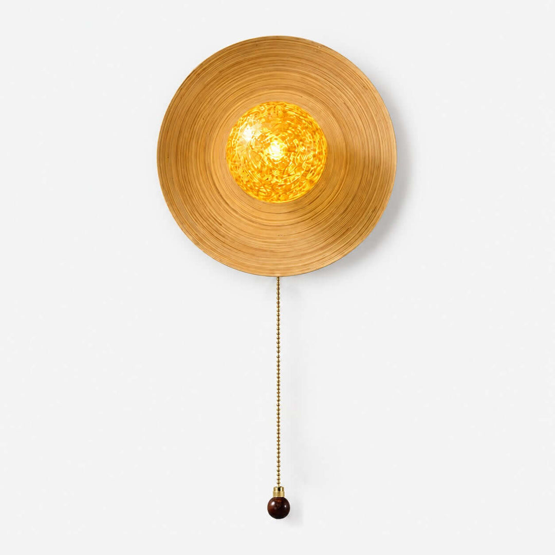 Belnori Japandi Bamboo Wall Sconce with Glass Globe Light