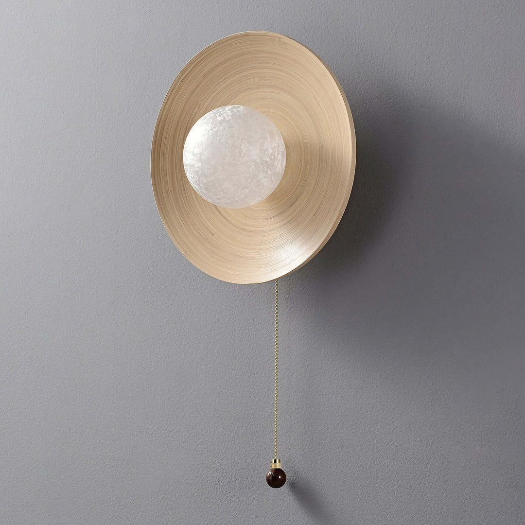 Belnori Japandi Bamboo Wall Sconce with Glass Globe Light