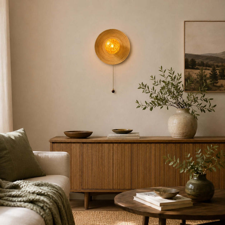 Belnori Japandi Bamboo Wall Sconce with Glass Globe Light