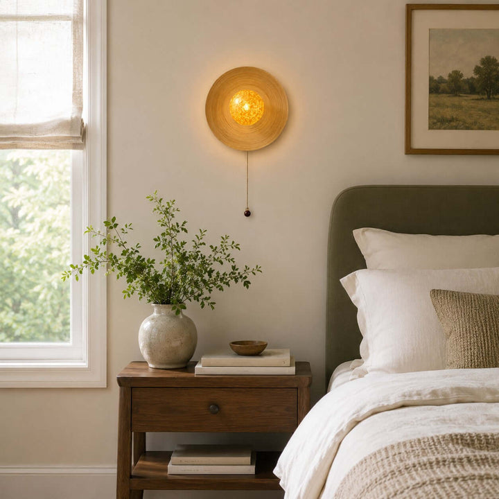 Belnori Japandi Bamboo Wall Sconce with Glass Globe Light
