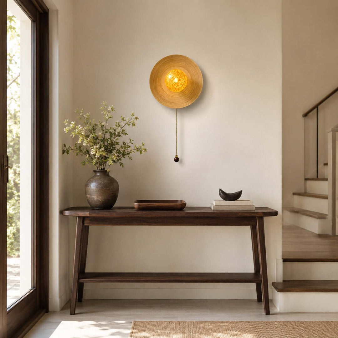 Belnori Japandi Bamboo Wall Sconce with Glass Globe Light