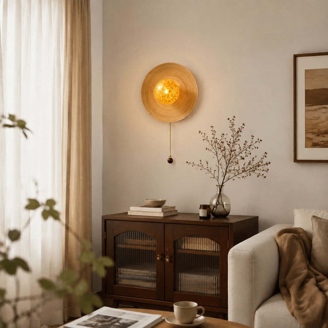 Belnori Japandi Bamboo Wall Sconce with Glass Globe Light