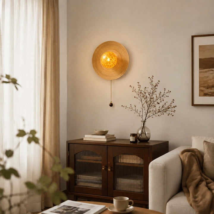 Belnori Japandi Bamboo Wall Sconce with Glass Globe Light