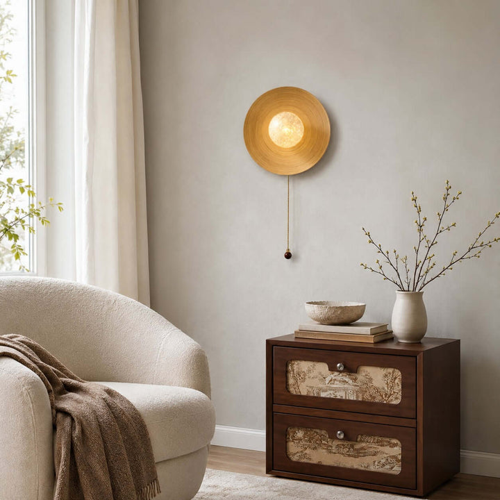 Belnori Japandi Bamboo Wall Sconce with Glass Globe Light
