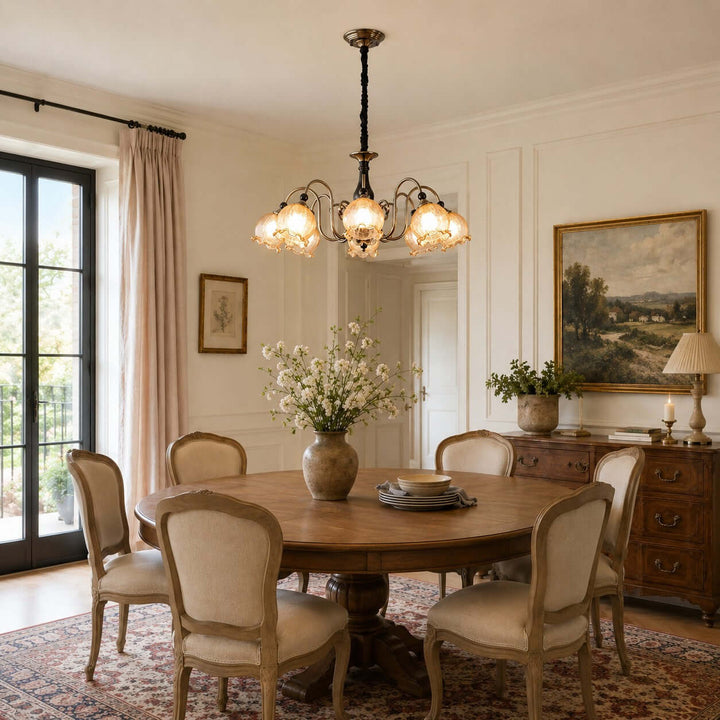 Belvona American Vintage Chandelier with Flower Glass Shades | Vinlighting