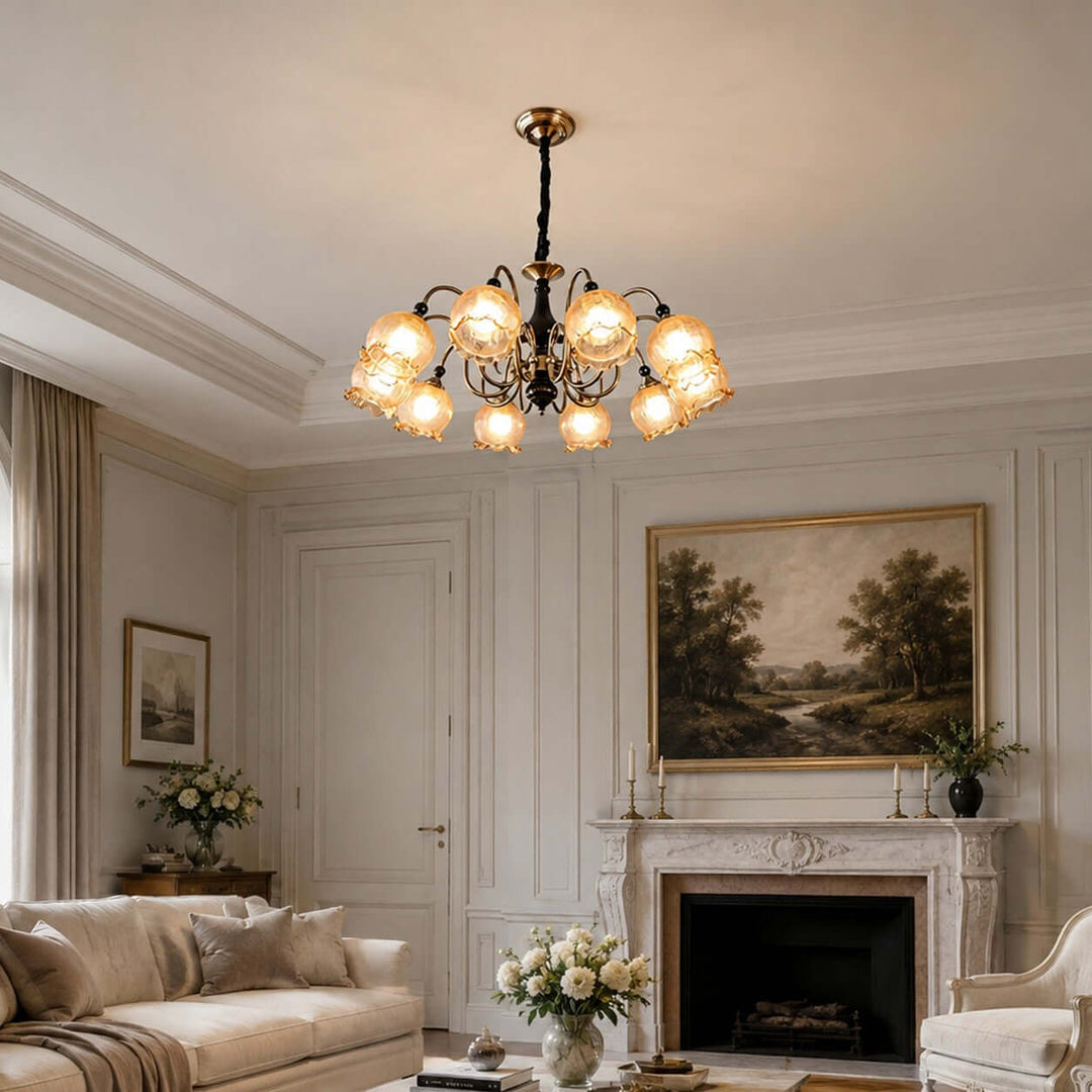 Belvona American Vintage Chandelier with Flower Glass Shades | Vinlighting