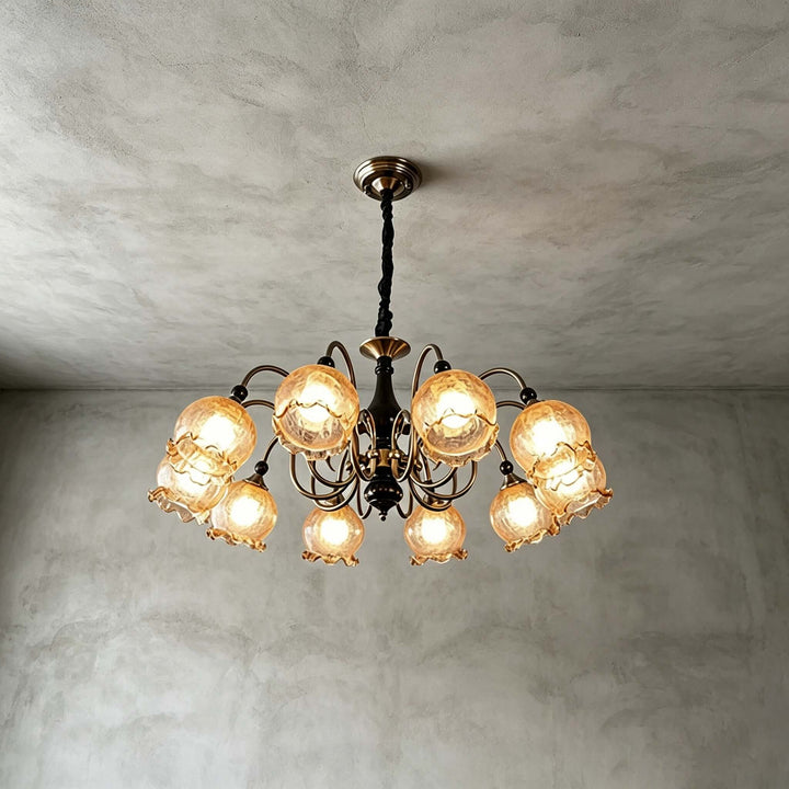 Belvona American Vintage Chandelier with Flower Glass Shades | Vinlighting