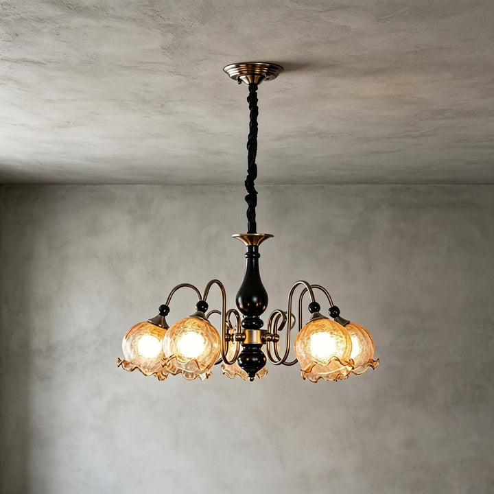Belvona American Vintage Chandelier with Flower Glass Shades | Vinlighting