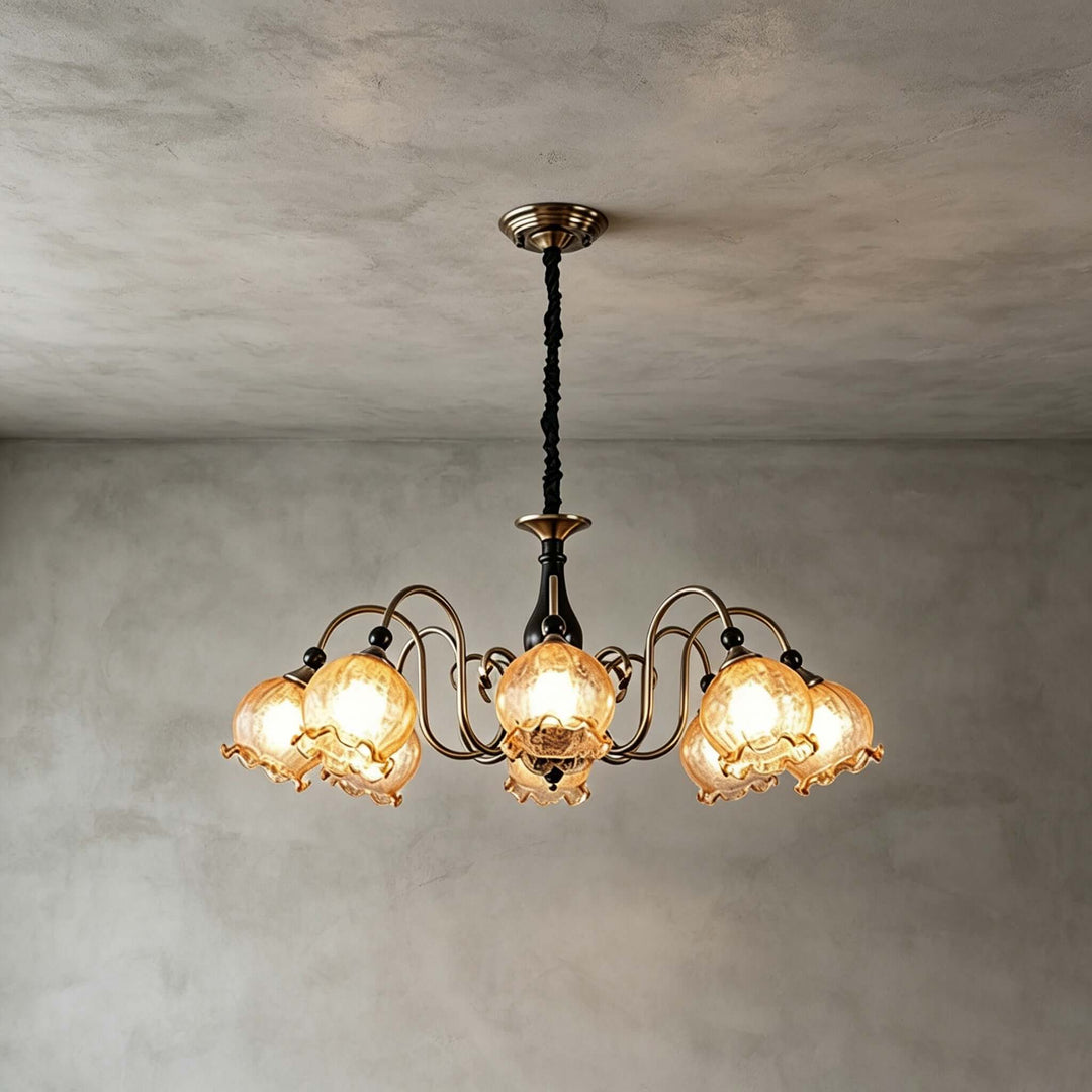 Belvona American Vintage Chandelier with Flower Glass Shades | Vinlighting