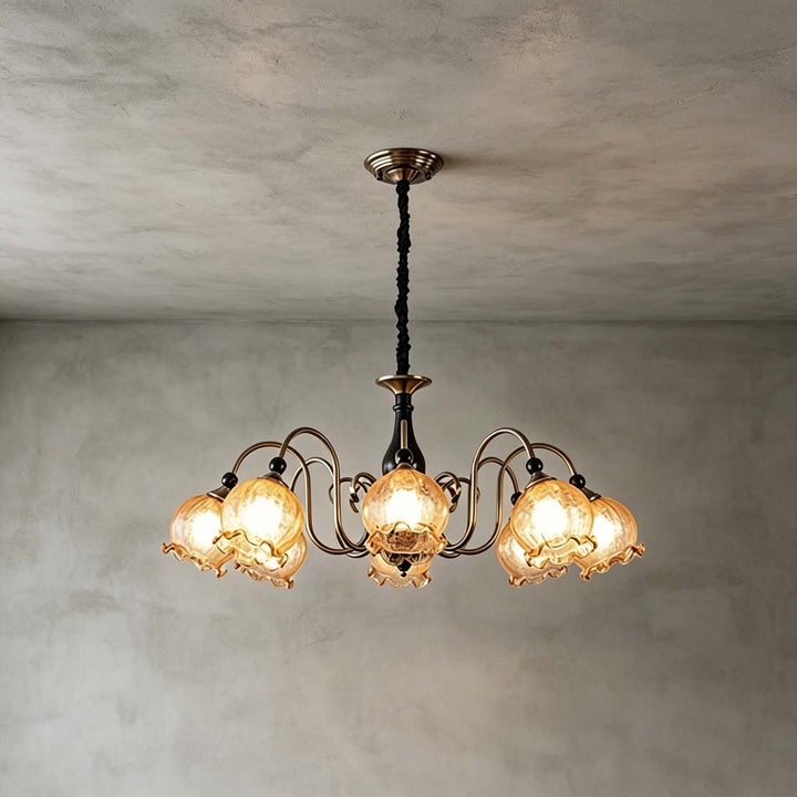 Belvona American Vintage Chandelier with Flower Glass Shades | Vinlighting