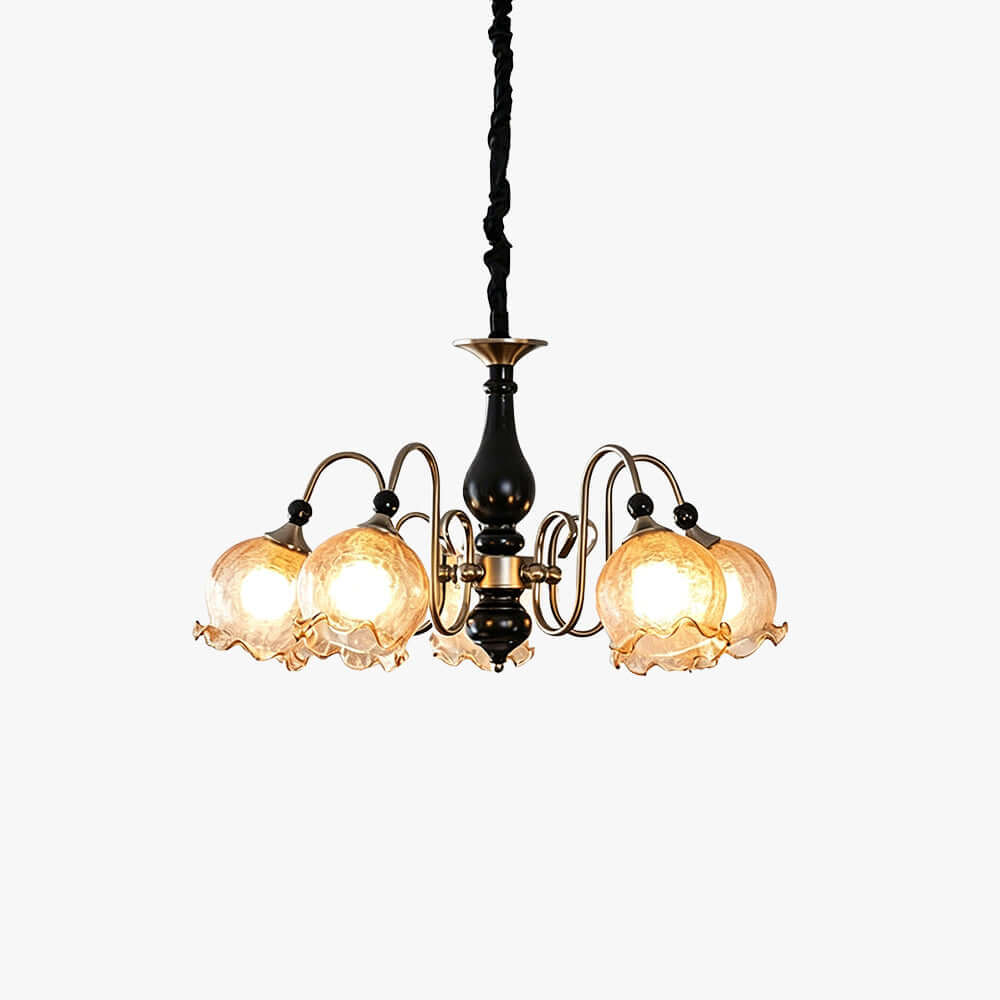 Belvona American Vintage Chandelier with Flower Glass Shades | Vinlighting
