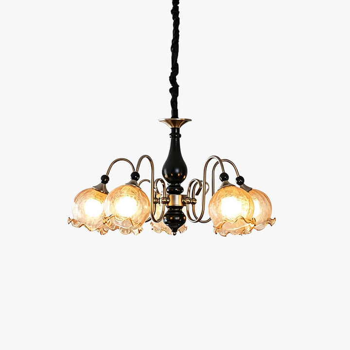 Belvona American Vintage Chandelier with Flower Glass Shades | Vinlighting