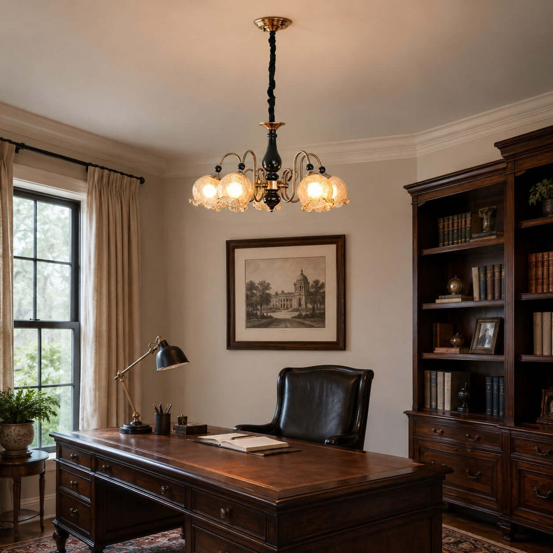Belvona American Vintage Chandelier with Flower Glass Shades | Vinlighting