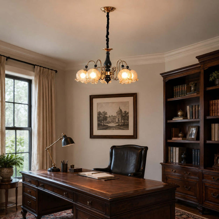 Belvona American Vintage Chandelier with Flower Glass Shades | Vinlighting
