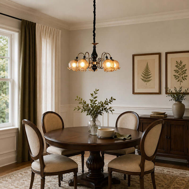 Belvona American Vintage Chandelier with Flower Glass Shades | Vinlighting