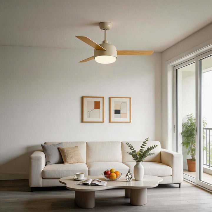 Blexo Ceiling Fan Light | Modern Cream Style Living Room