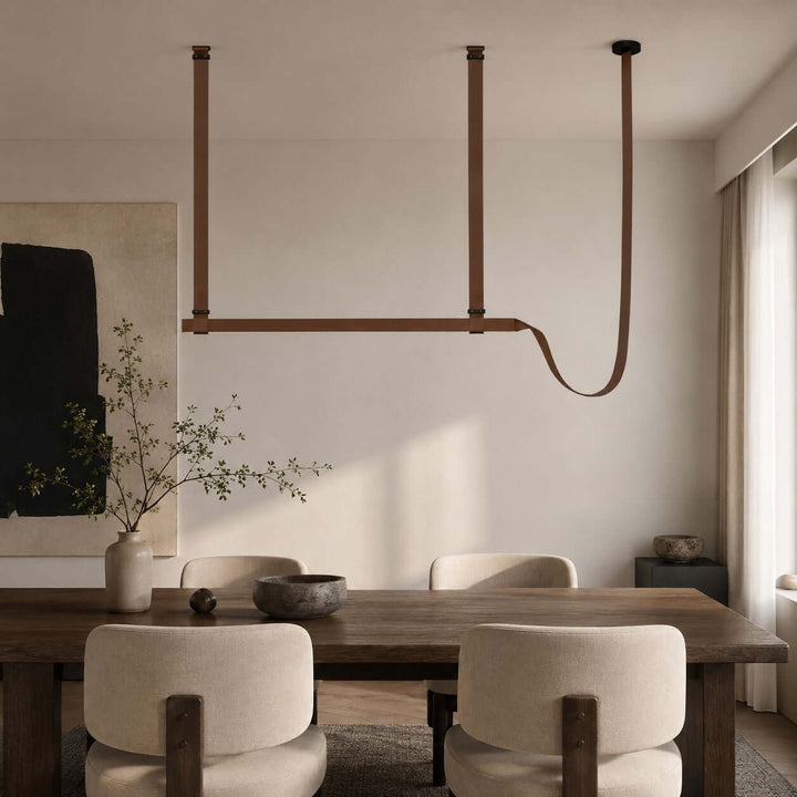 Boden Linear Chandelier - Creative Leather Dining Island Light | Vinlighting