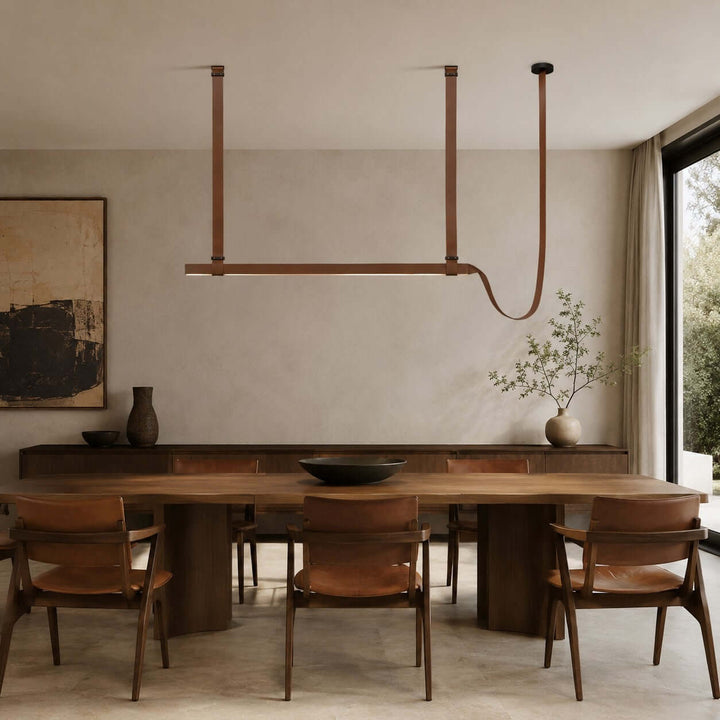 Boden Linear Chandelier - Creative Leather Dining Island Light | Vinlighting