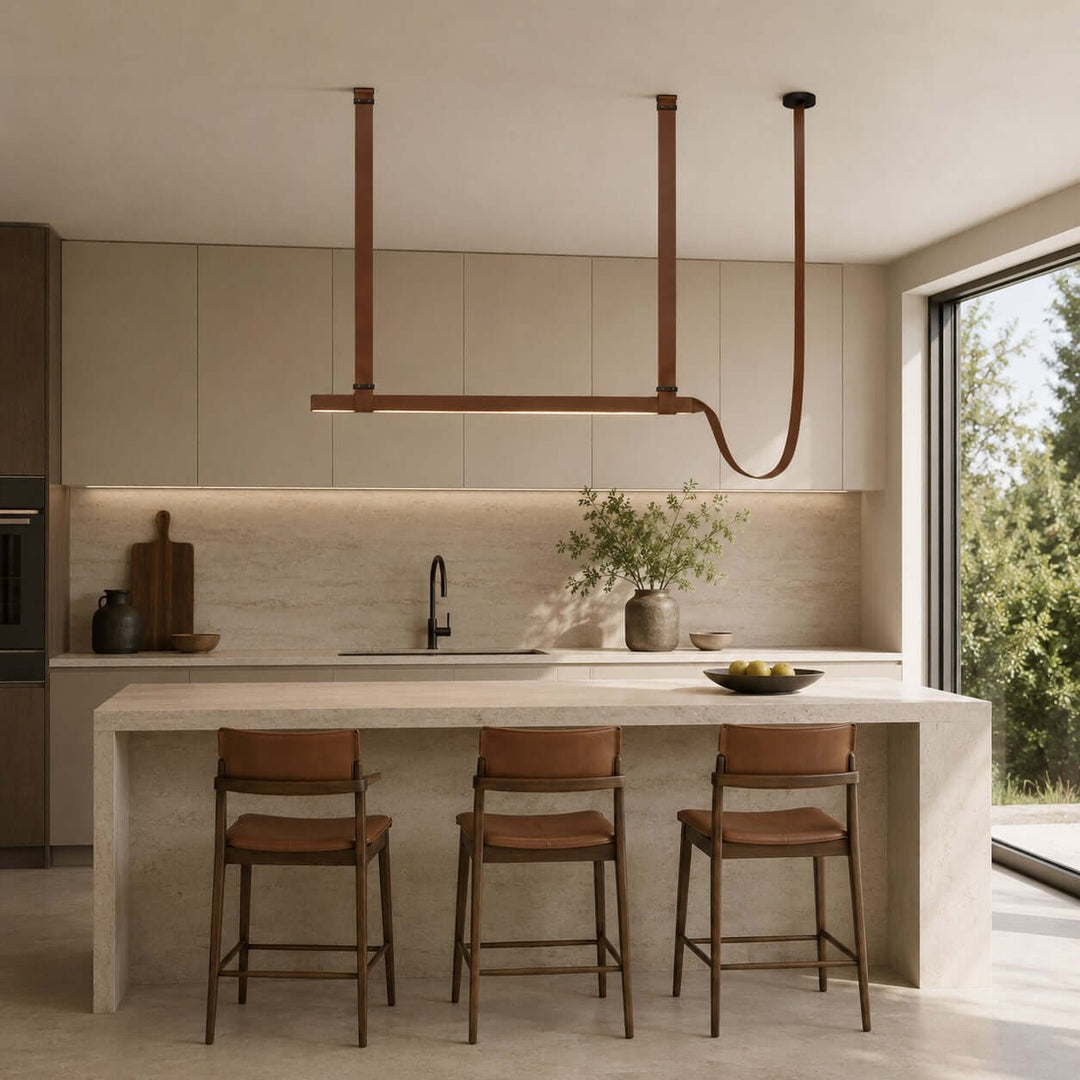 Boden Linear Chandelier - Creative Leather Dining Island Light | Vinlighting