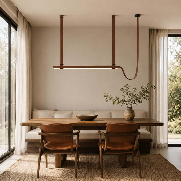 Boden Linear Chandelier - Creative Leather Dining Island Light | Vinlighting