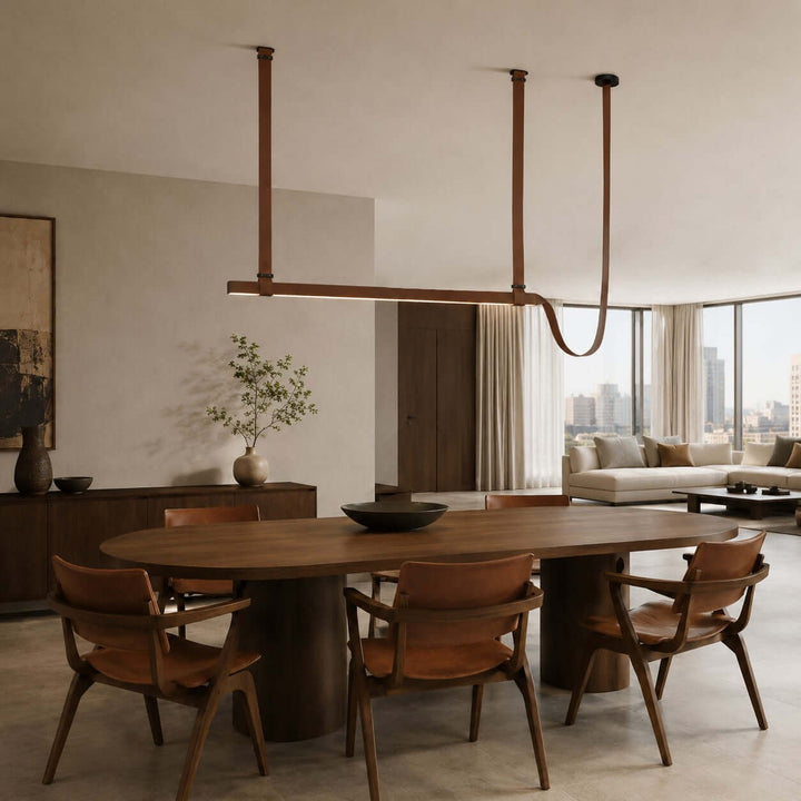 Boden Linear Chandelier - Creative Leather Dining Island Light | Vinlighting