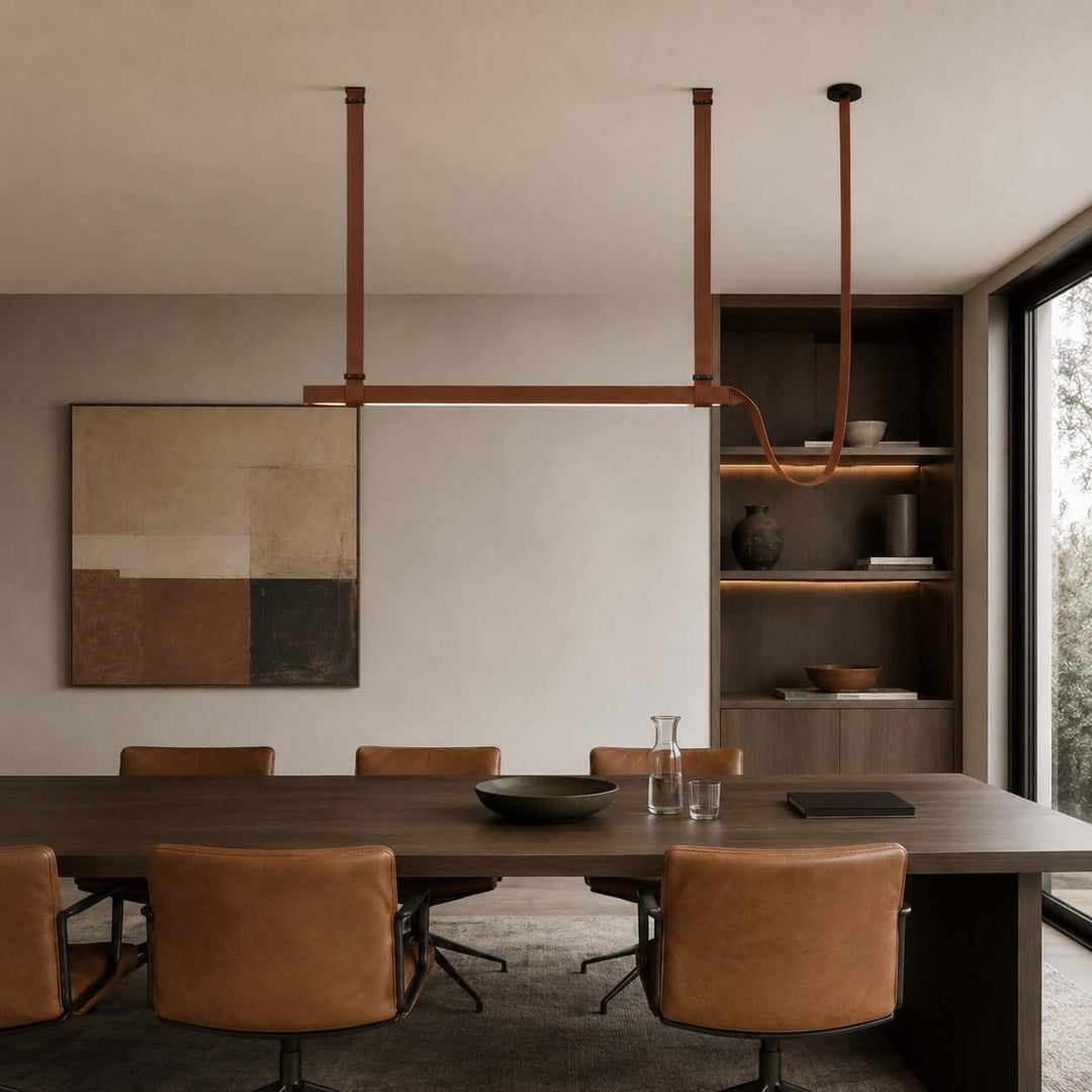 Boden Linear Chandelier - Creative Leather Dining Island Light | Vinlighting
