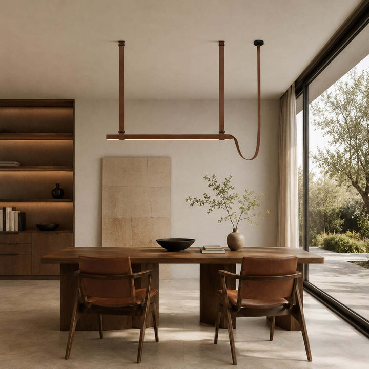 Boden Linear Chandelier - Creative Leather Dining Island Light | Vinlighting