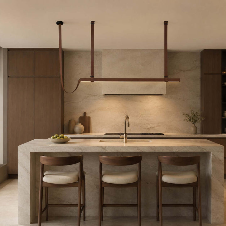 Boden Linear Chandelier - Creative Leather Dining Island Light | Vinlighting