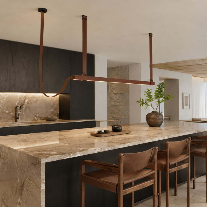 Boden Linear Chandelier - Creative Leather Dining Island Light | Vinlighting