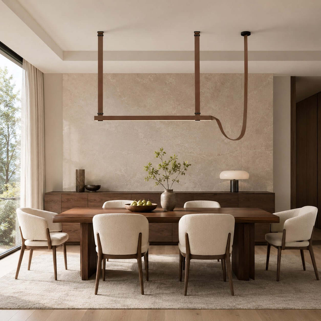 Boden Linear Chandelier - Creative Leather Dining Island Light | Vinlighting