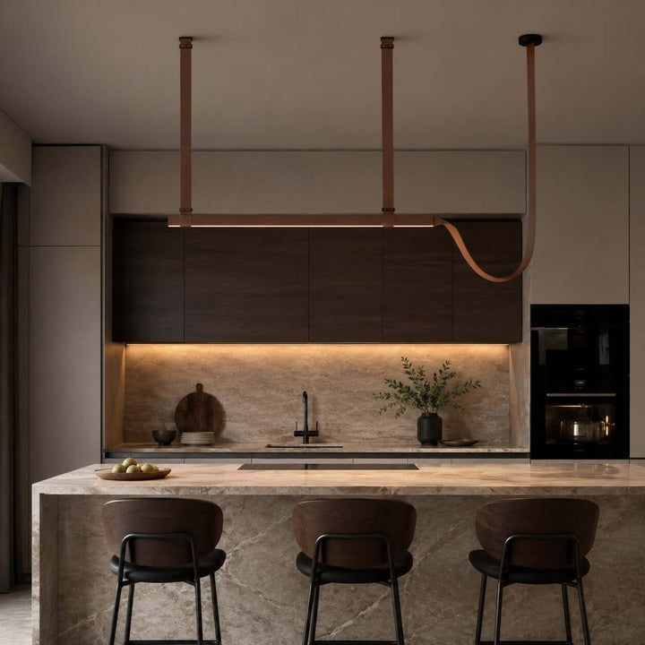 Boden Linear Chandelier - Creative Leather Dining Island Light | Vinlighting