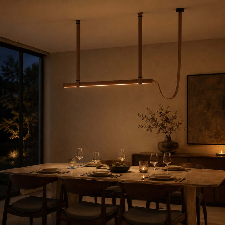 Boden Linear Chandelier - Creative Leather Dining Island Light | Vinlighting