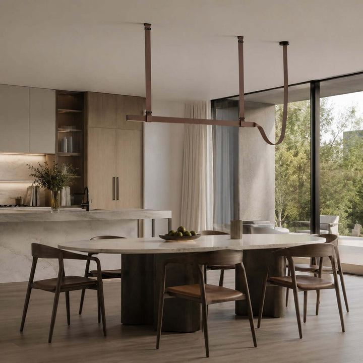 Boden Linear Chandelier - Creative Leather Dining Island Light | Vinlighting