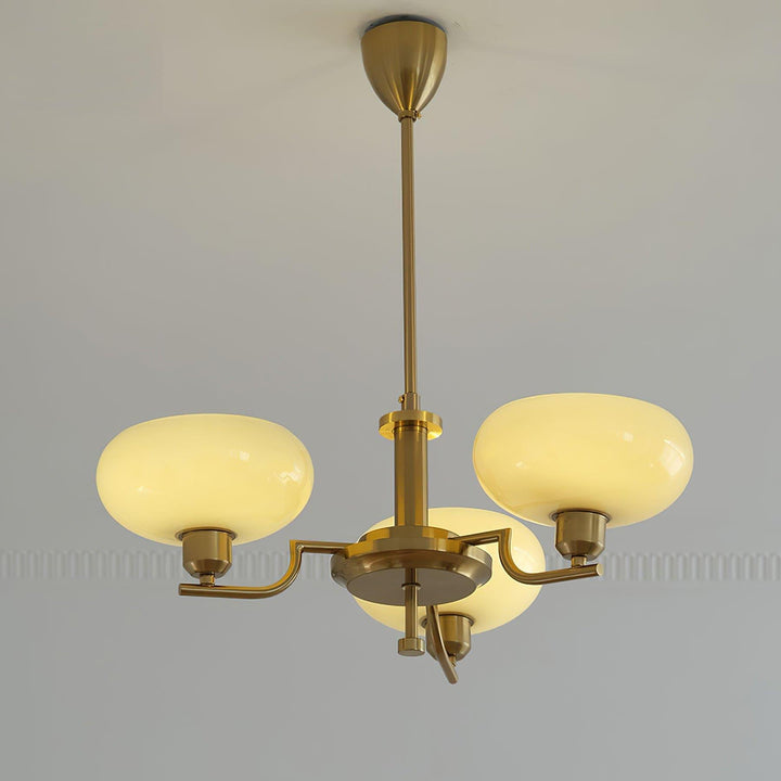 Bonnie Milk Glass and Gold 3 Light Chandelier - Vinlighting | Vinlighting | Vinlighting
