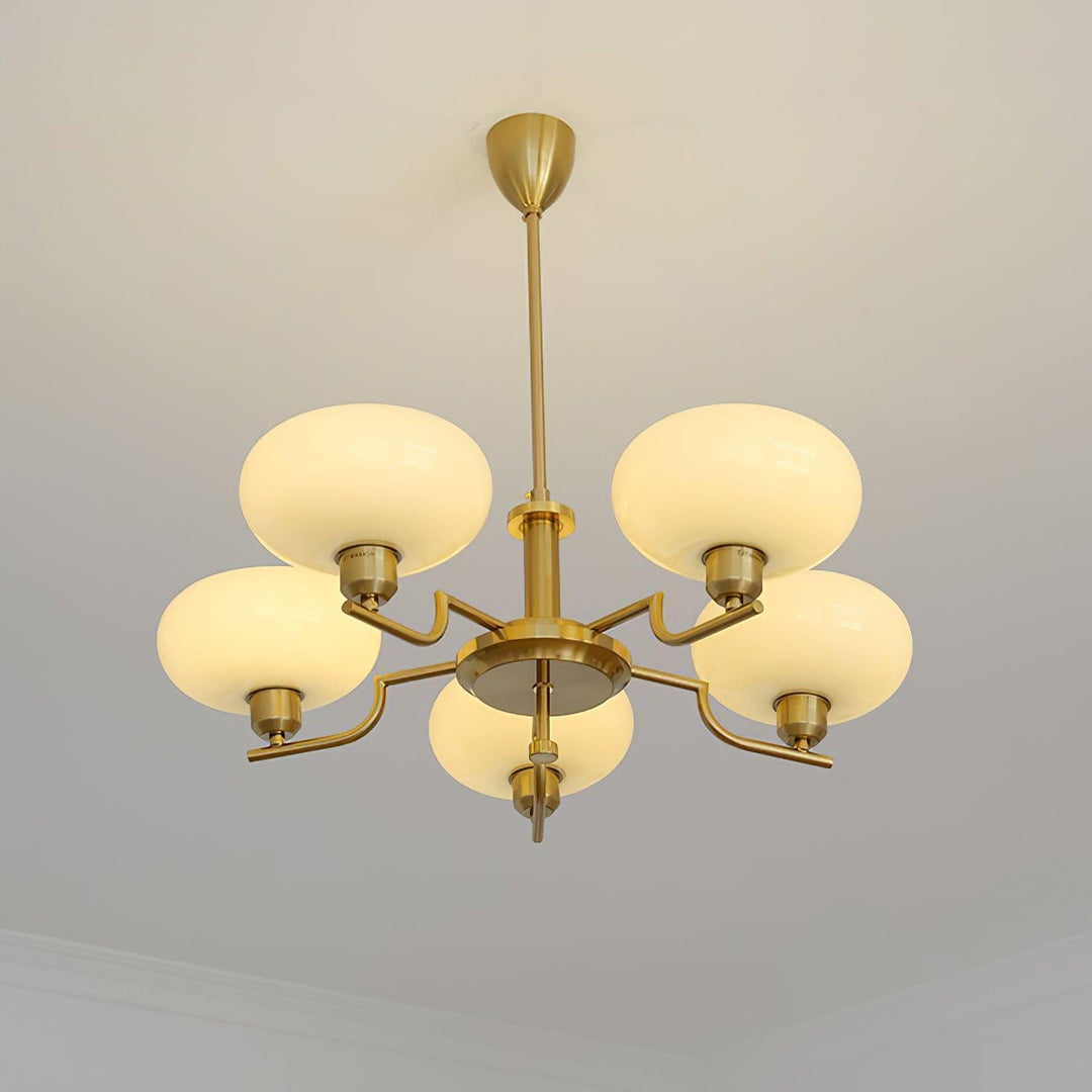 Bonnie Milk Glass and Gold 3 Light Chandelier - Vinlighting | Vinlighting | Vinlighting