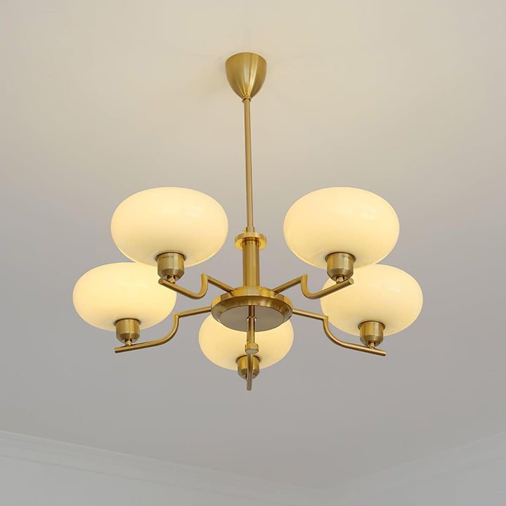 Bonnie Milk Glass and Gold 3 Light Chandelier - Vinlighting | Vinlighting | Vinlighting