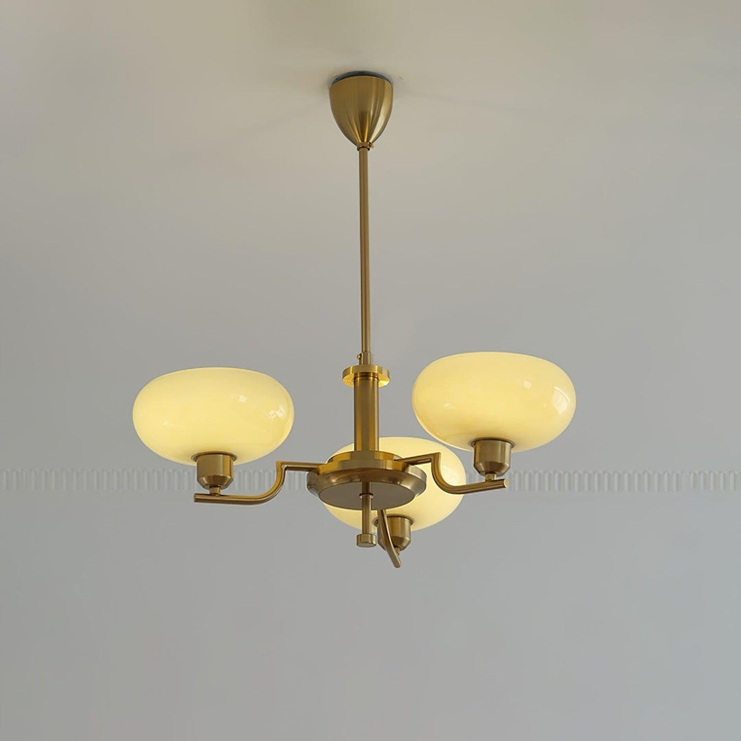 Bonnie Milk Glass and Gold 3 Light Chandelier - Vinlighting | Vinlighting | Vinlighting