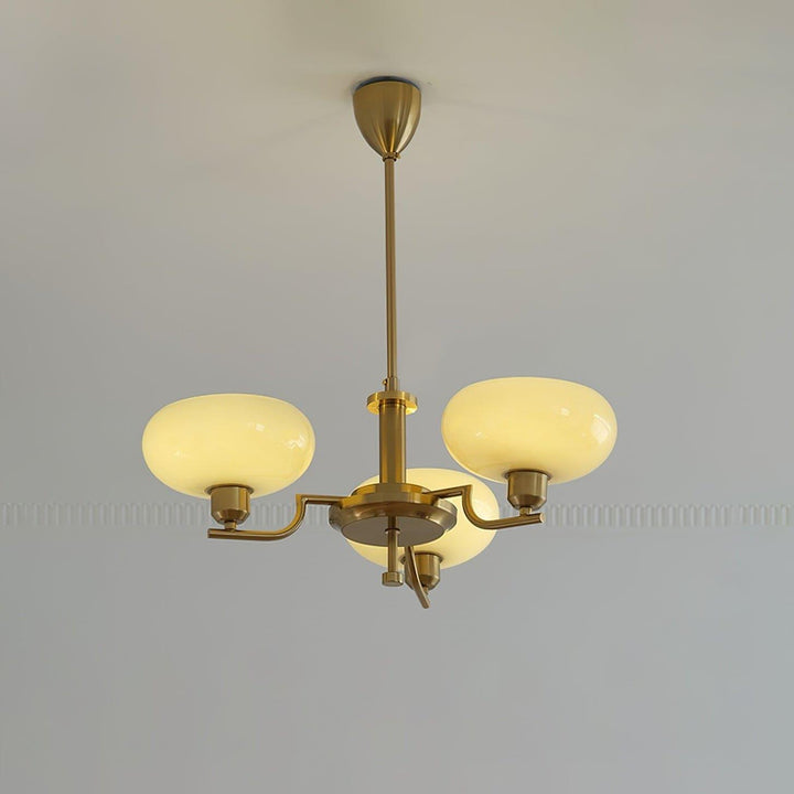 Bonnie Milk Glass and Gold 3 Light Chandelier - Vinlighting | Vinlighting | Vinlighting