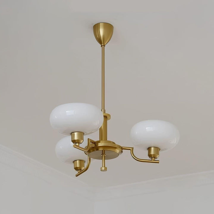 Bonnie Milk Glass and Gold 3 Light Chandelier - Vinlighting | Vinlighting | Vinlighting