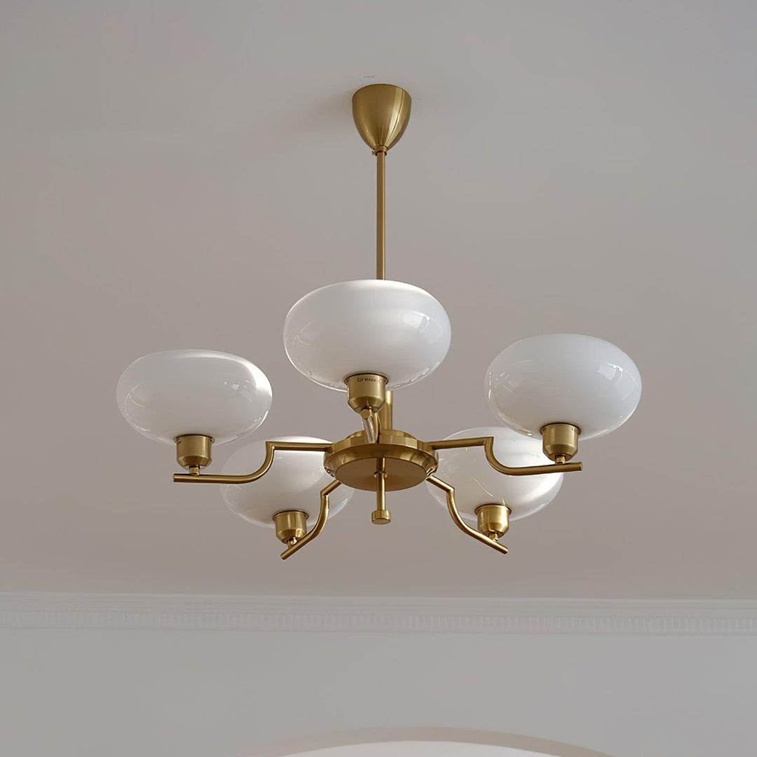 Bonnie Milk Glass and Gold 3 Light Chandelier - Vinlighting | Vinlighting | Vinlighting
