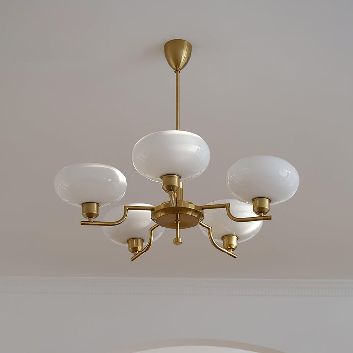 Bonnie Milk Glass and Gold 3 Light Chandelier - Vinlighting | Vinlighting | Vinlighting