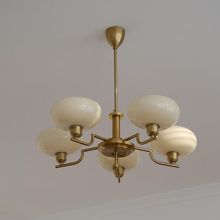 Bonnie Milk Glass and Gold 3 Light Chandelier - Vinlighting | Vinlighting | Vinlighting