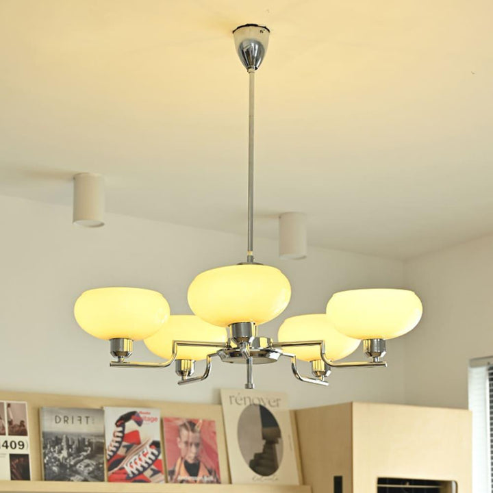 Bonnie Milk Glass and Gold 3 Light Chandelier - Vinlighting | Vinlighting | Vinlighting