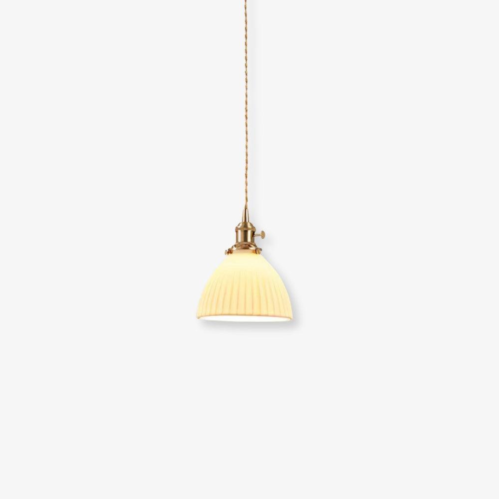 Brass Pleated Ceramic Pendant Lamp - Vinlighting