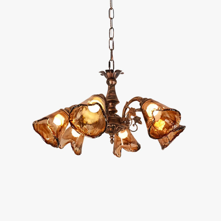 Brenelle Chandelier - Amber Vintage Glass Chandelier for Dining | Vinlighting
