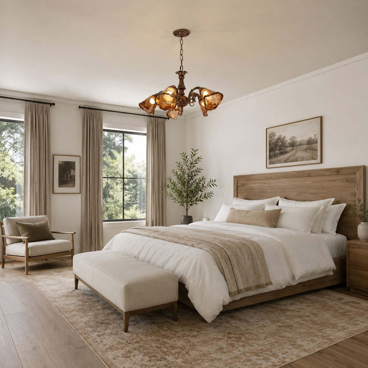 Brenelle Chandelier - Amber Vintage Glass Chandelier for Dining | Vinlighting
