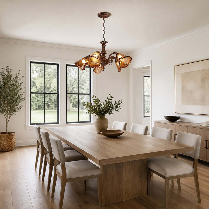 Brenelle Chandelier - Amber Vintage Glass Chandelier for Dining | Vinlighting